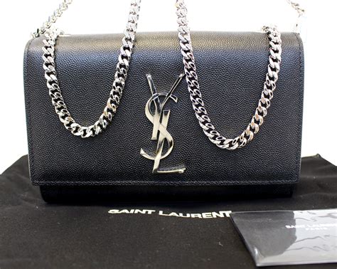 ysl black bag chain|ysl black purse silver chain.